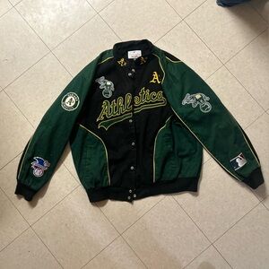 Genuine Merchandise Oakland A's Green and Black Varsity Bomber Jacket